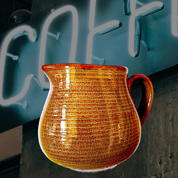 Vtg 70's Sango Roma Caramel Stoneware 4933 Coffee Creamer Sugar Bowl Lid 3PC Set - Picture 10 of 11